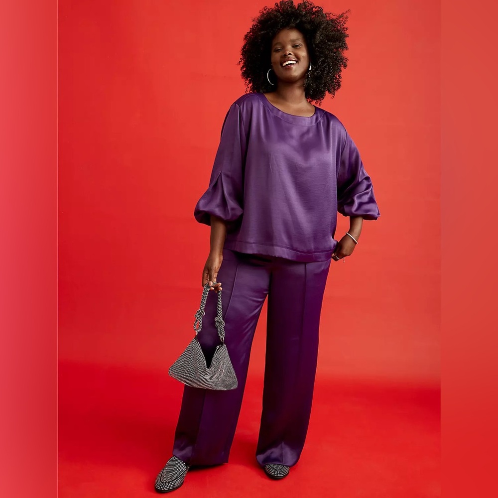Lane Bryant Purple Satin Trousers with freebies!